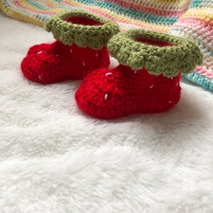 Crochet Strawberry Baby Boots image 2