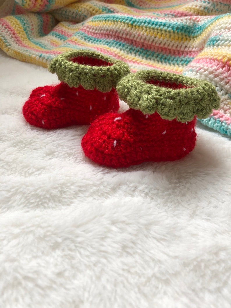 Crochet Strawberry Baby Boots image 2