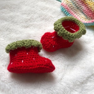 Crochet Strawberry Baby Boots image 5