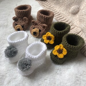 Crochet Teddy Bear Gender Neutral Baby Boots image 7