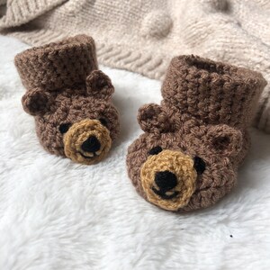 Crochet Teddy Bear Gender Neutral Baby Boots image 3