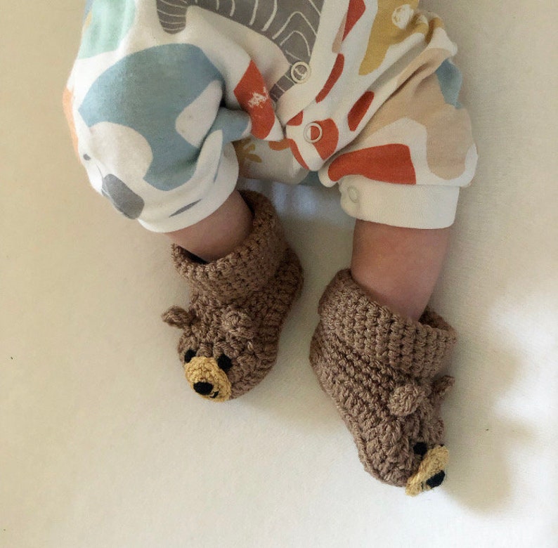 Crochet Teddy Bear Gender Neutral Baby Boots image 2