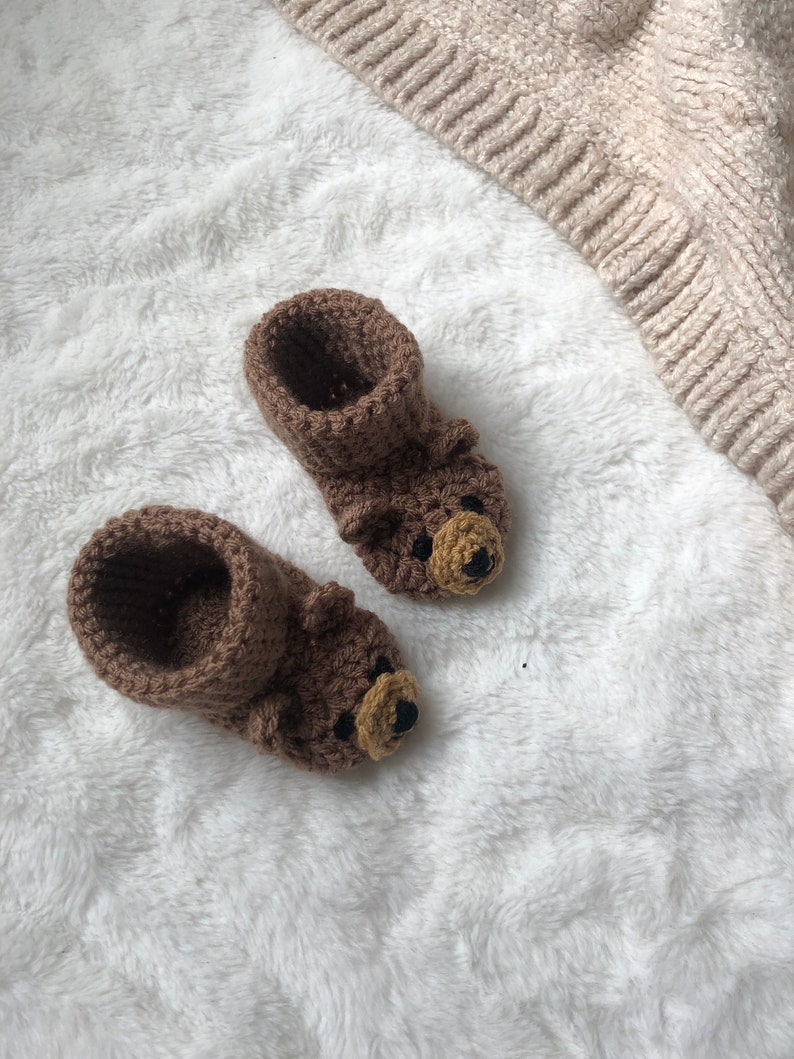 Crochet Teddy Bear Gender Neutral Baby Boots image 6