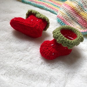 Crochet Strawberry Baby Boots image 4