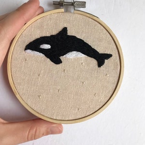 Killer Whale Embroidery Hoop Art 4 Inches