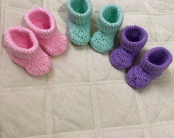 Newborn Baby Crochet Pastel Booties