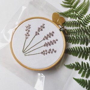 Lavender floral embroidery hoop, Botanical, Wall Art image 4