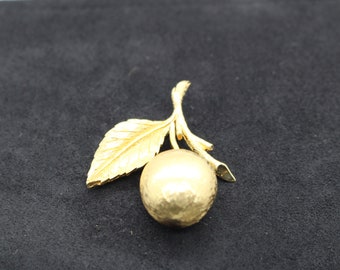 Vintage Signed Ciro Marcel Boucher Dangle Cherry Pin Brooch 9458P Brushed Gold
