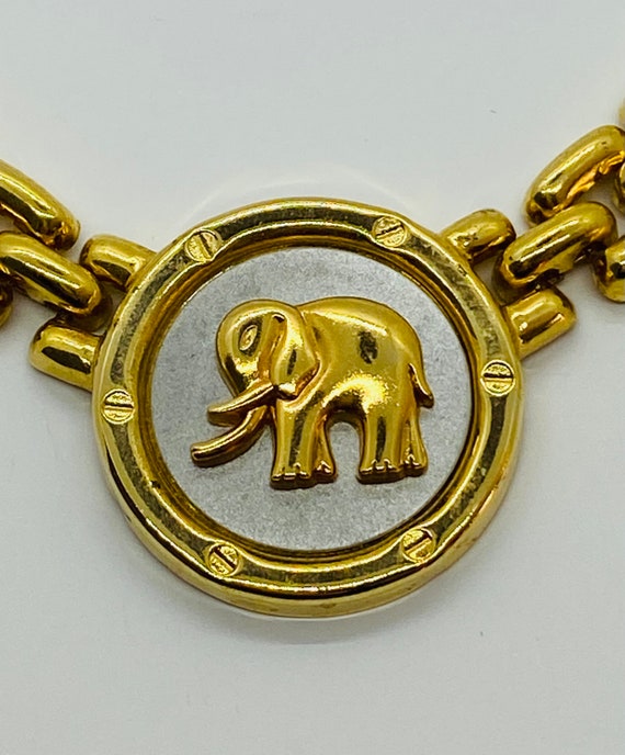 Vintage 1980s 90s Elephant Chain Gold Silver Neck… - image 1