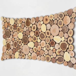 Sliced Wood Wall Art: Rustic Farmhouse Sculpture, Reclaimed Wood