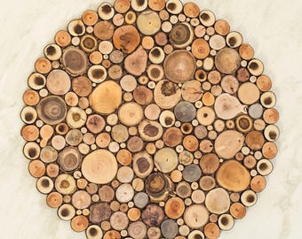Fireplace Statement Piece: Wooden Wall Art for Boho Decor - Natural Beauty for Rustic Home