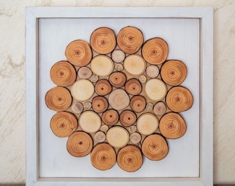 Handcrafted Set of 2 Wooden Wall Sculptures | Circular Geometric Composition | Nature Inspired