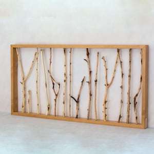 Twig Wall Art: Framed Rustic Wood Sculpture