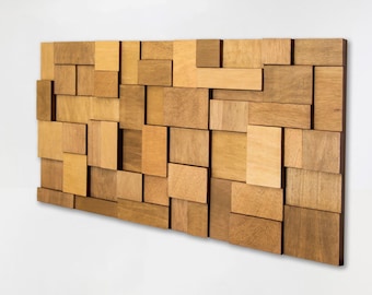 Abstract Wood Wall Sculpture: Reclaimed Wood Art