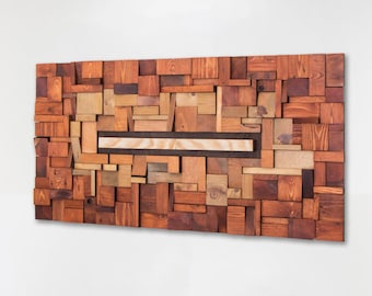Horizontal Wooden Wall Art, Geometric Abstract Wood Art, Unforgettable Statement Piece