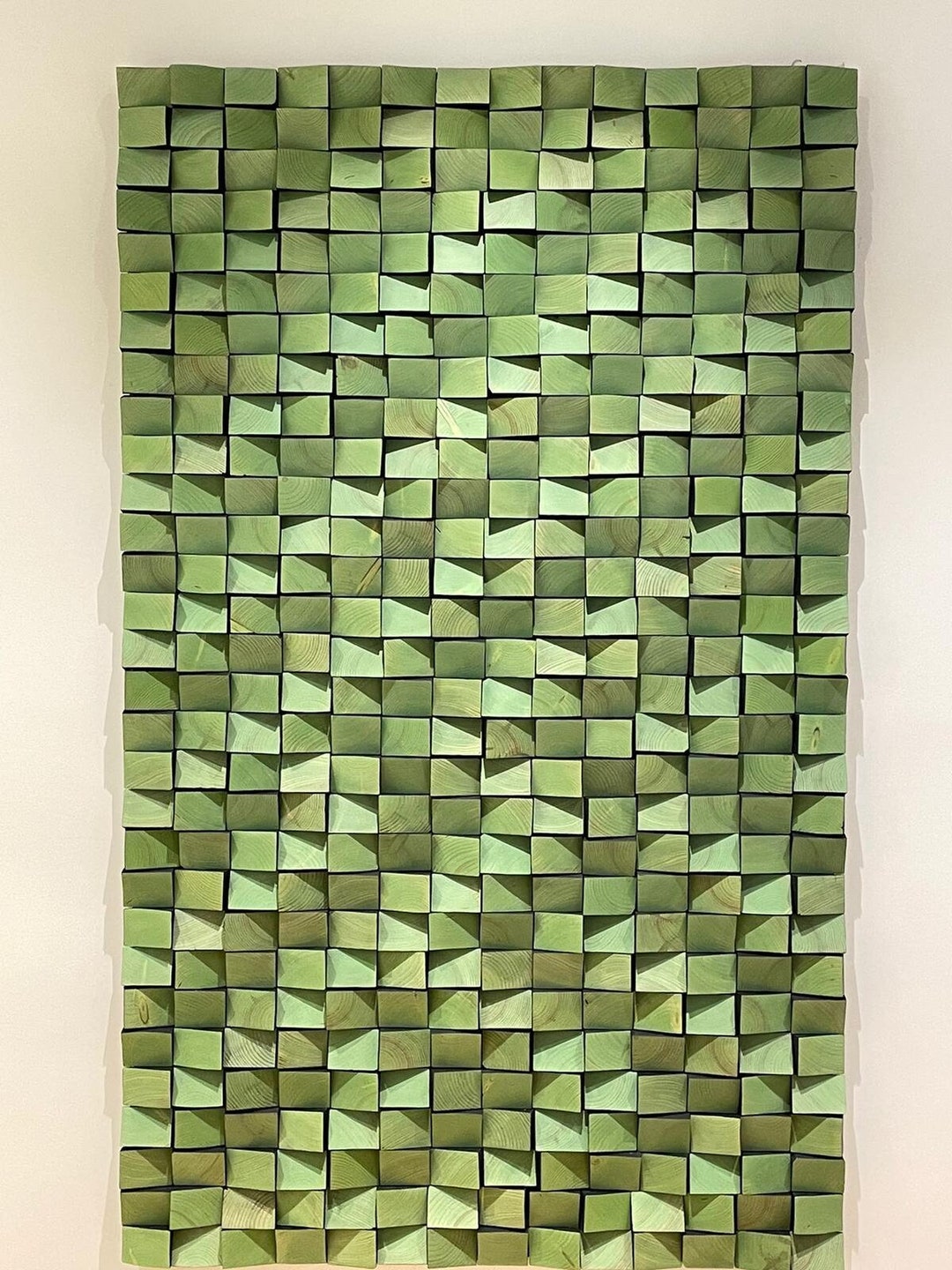 Green Wood Wall Art Green Artwork Wooden Mosaic 3d Wall Art Etsy