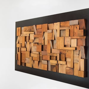 Reclaimed Wood Wall Art Sculpture: Large Rustic Woodworking Decor