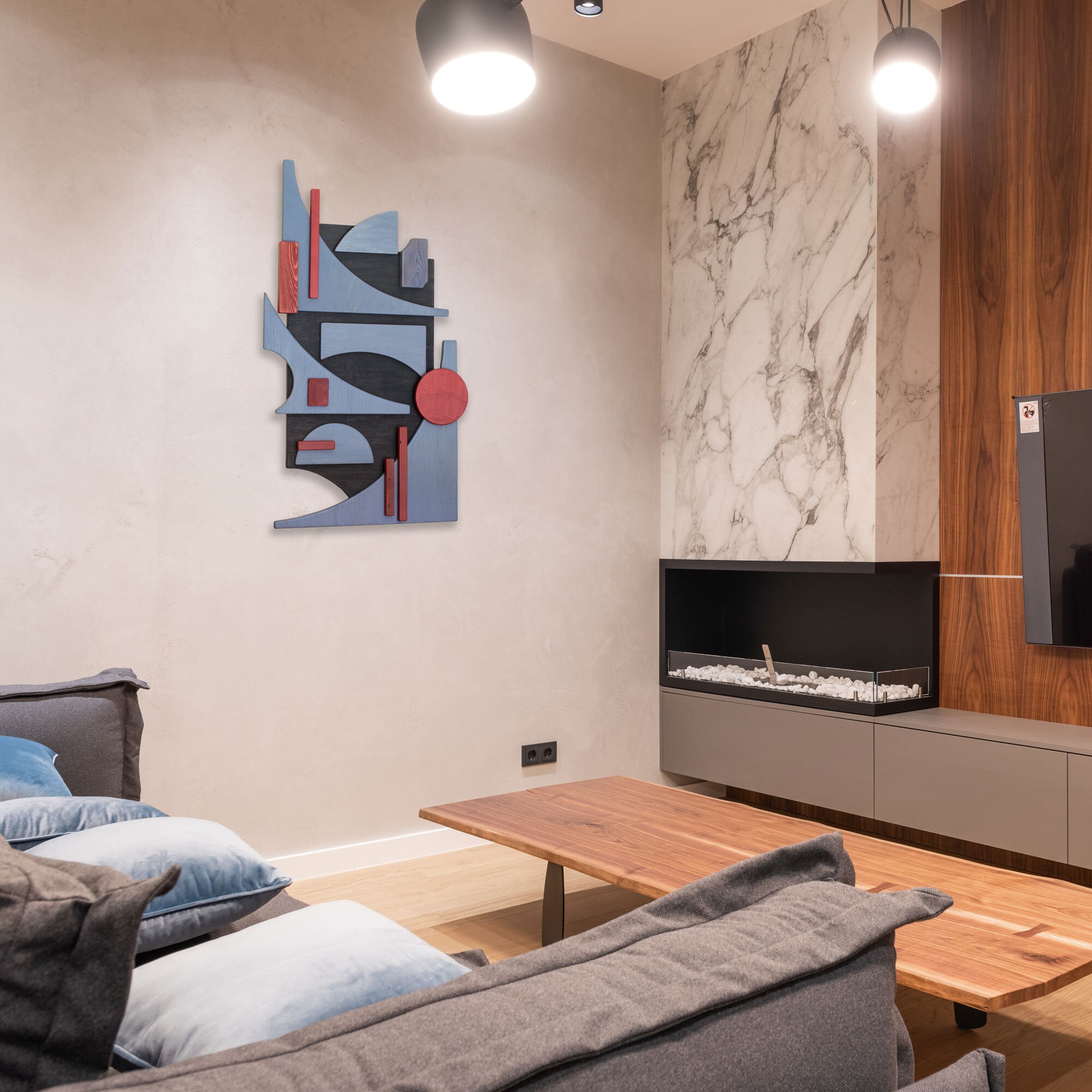 Geometric 3D Wood Wall Art – Statement Wall Sculpture for a Room to ...