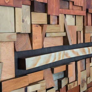 Reclaimed Wood Wall Art: Modern Geometric Sculpture, Signed