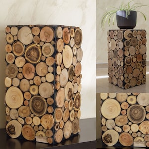 Riser Holzsockel, Skulpturensockel, Holzscheibensockel, Skulptur für Eckendekor, Bauernhausdekor, Holzstammsockel