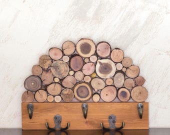 Schlüsselhalter aus Naturholz Eiche Farbe - Funktionaler Eingangsbereich Wand Organizer