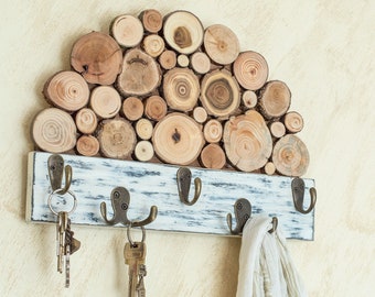 Rustic wood key holder, Rustic Key Holder for Wall, Key Organizer Entryway, Coat Rack Wall Mount, Key organizer wall