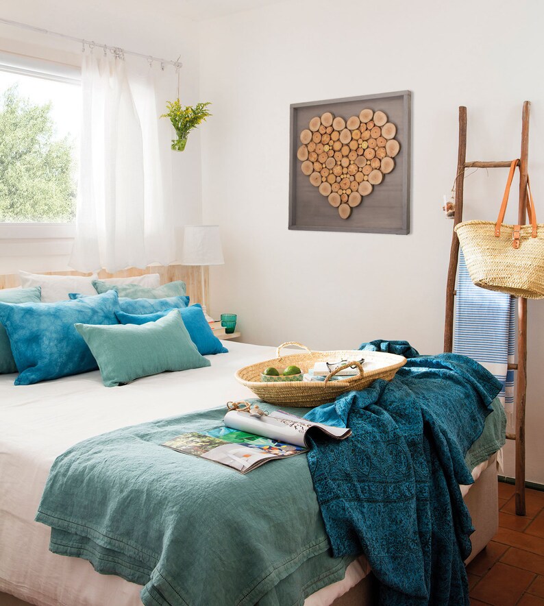 Wood heart wall decor Wood sliced heart Wall art heart Etsy