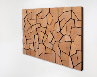 Handgefertigte Holz Wand Dekoration, skulpturale Stück für moderne Mid Century Home Design, elegante Holz Wand Dekoration