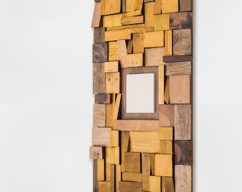 Wood Sculpture Wall Decor, Handmade Wooden Art for Unique Home Accents, Handcrafted Wooden Mosaic Wall Art