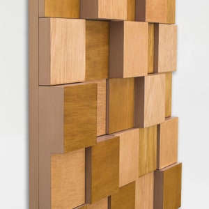 Geometric Wood Block Wall Art: 3D Mosaic Decor (17.71&quot;)