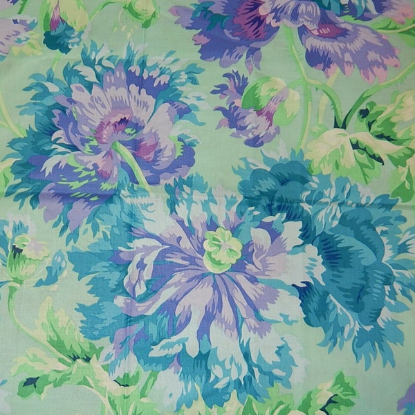 NEW! Half Yard - Kaffe Fassett Philip Jacobs Garden Party PJ20 in Celadon - Cotton Floral Fabric by FreeSpirit - Kaffe Fassett Collective