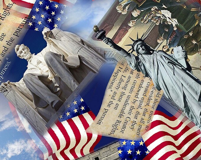 Half Yard Patriotic USA Monuments by Timeless Treasures American Flag ...