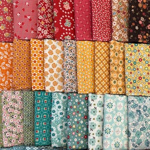 Scrappy STASH BUILDER - Lori Holt Fabric - 10 Piece XL 1/8 Bundle Fat Eighths F8 Calico Floral Small Prints - Riley Blake Cotton Fabric