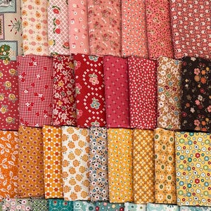 Scrappy STASH BUILDER - Lori Holt Fabric - 10 Piece XL 1/8 Bundle Fat Eighths F8 Calico Floral Small Prints - Riley Blake Cotton Fabric