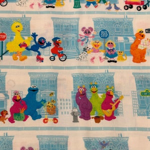 Half Yard Sesame Street Border Stripe by Quilting Treasures Kids Cartoon TV Series Puppets Grover Elmo Big Bird Cookie Monster Cotton Fabric