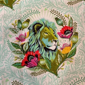 Half Yard - Everglow Good Hair Day in Karma by Tula Pink - Jungle Cat Lions Cotton Fabric by FreeSpirit