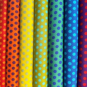 Rainbow Spot Fat Quarter Bundle by Kaffe Fassett Vibrant Colorful Spots Dots GP70 Cotton Fabric by FreeSpirit FREESHIP90