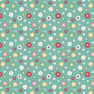 Half Yard - Vintage Happy 2 Blossom in Seaglass di Lori Holt Riley Blake Riproduzione Feedsack Blu Tessuto di cotone anni '30