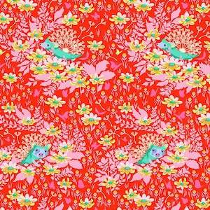 Half Yard  Tiny Beasts  Who's Your Dandy in Glow by Tula Pink  Wild Animals Hedgehogs Flowers Cotton Fabric by FreeSpirit FREESHIP90