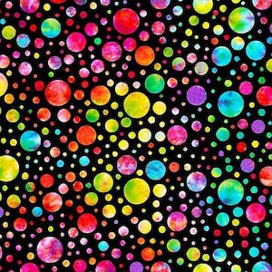 Floating Rainbow Dots 100/% cotton fabric sold by the yard