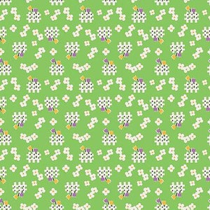 Half Yard Storytime 30s Fences on Green by Riley Blake - Floral Reproduction Feedsack 1930s Calico Small Print 30s Cotton Fabric FREESHIP90