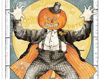 NEW! Panel - Pumpkin Patch by Riley Blake - Retro Vintage Halloween J Wecker Frisch Cotton Fabric