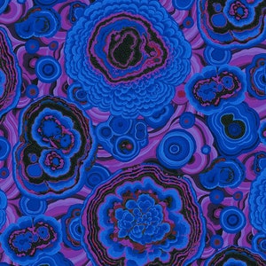 Half Yard - Kaffe Fassett Philip Jacobs Agate PJ106 in Blue by FreeSpirit  Rock Stone Geometric Pattern  Cotton Fabric FREESHIP90