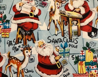 Half Yard - Holly Jolly Letters to Santa by Michael Miller - Retro Vintage Christmas Cotton Fabric