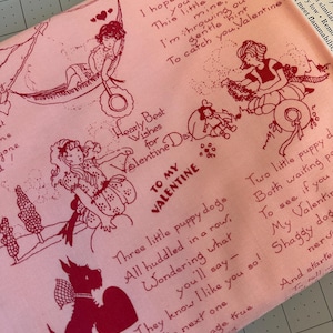 Half Yard - All My Heart Retro Vintage Text Images on Pink by Riley Blake - Valentine's Day J. Wecker Frisch Cotton Fabric FREESHIP90