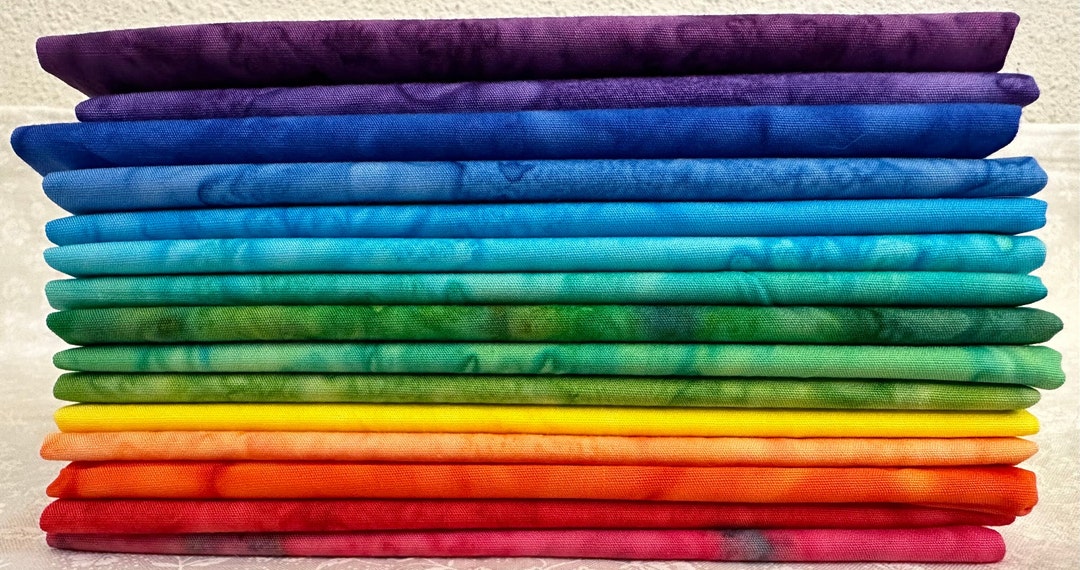 15 Piece Rainbow Batik Bundle Assorted Handdyes Expressions Batiks by