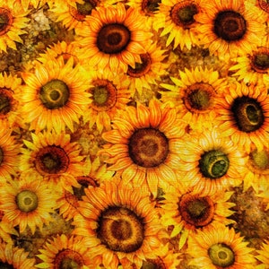 Half Yard  Blossom by Quilting Treasures  Golden Yellow Sunflowers Vibrant Blender Spring Garden Cotton Fabric FREESHIP90