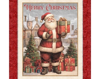 Panel - Holly Jolly Santa by Quilting Treasures Christmas Cotton Fabric 36"x44" FREESHIP90
