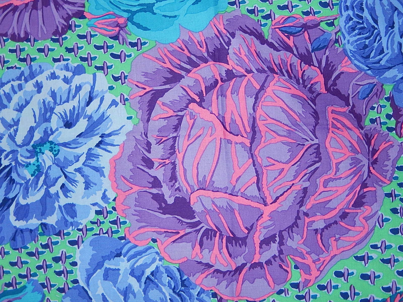 Kaffe Fassett Cabbage and Rose GP38 in Blue Green Purple Fat | Etsy