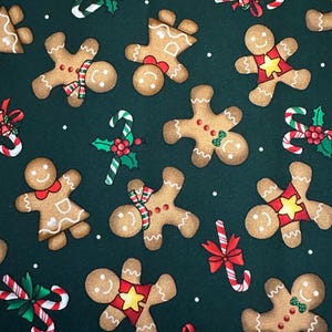 Half Yard - Christmas Favorites Gingerbread Cookies on Forest by Quilting Treasures - Holiday Treat Cotton Fabric FREESHIP90